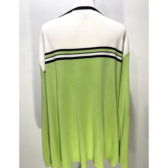 Exclusively Misook sweater cardigan button up slinky color black green women's L - Picture 2 of 4